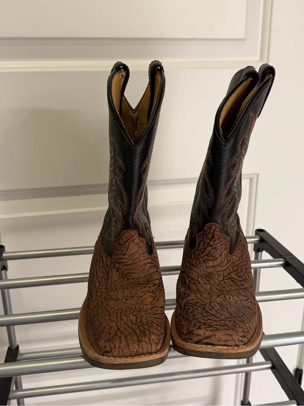Boys Brown and Black Western Cowboy Boots